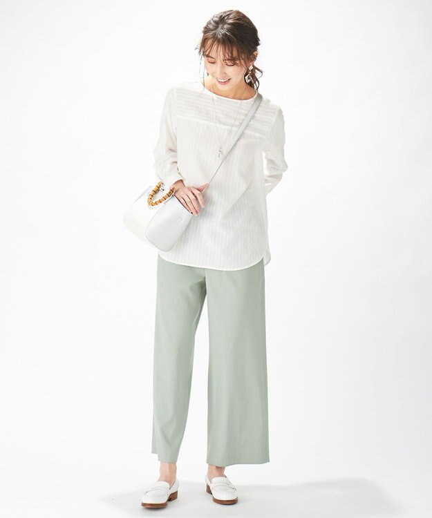 J.PRESS LADIES 【洗える】T／Rアルデンテツイル パンツ スモーキーグリーン系