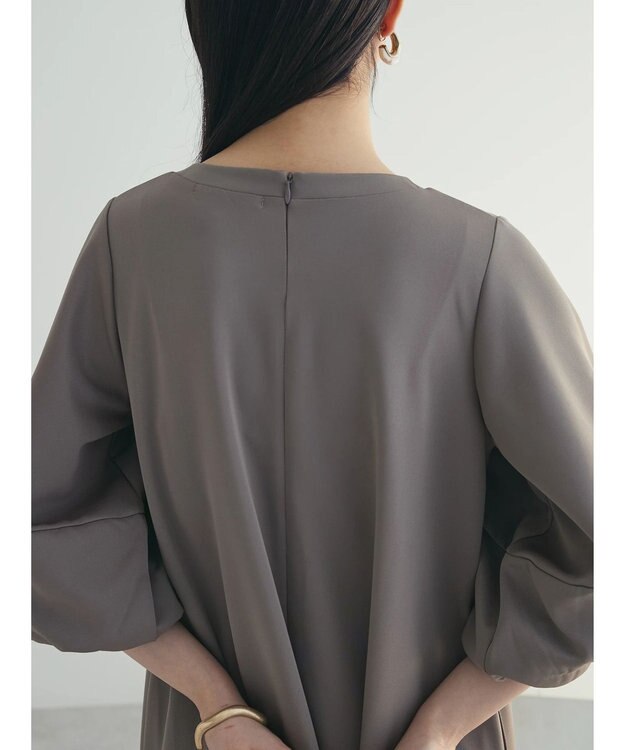 Green Parks armonia. 袖ボリュームポンチワンピース Gray Beige
