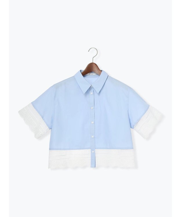 Te chichi レースヘムクロップトシャツ サックスブルー