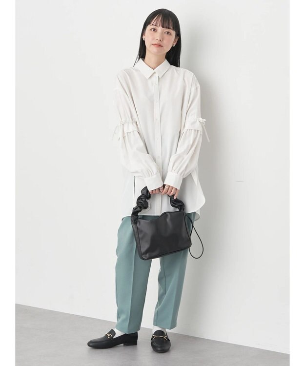 earth music&ecology ギャザースリーブシャツ Off White