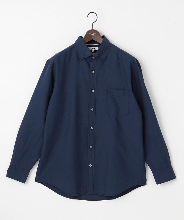 JOSEPH ABBOUD 【キングサイズ・オーガニックコットン】リヨセルリネン シャツ ネイビー系