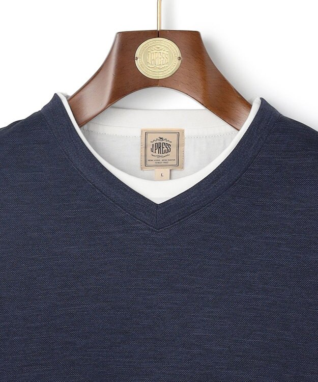 J.PRESS MEN 【WEB・一部店舗限定】Ｖネックフェイクレイヤード ロングスリーブTシャツ ネイビー系