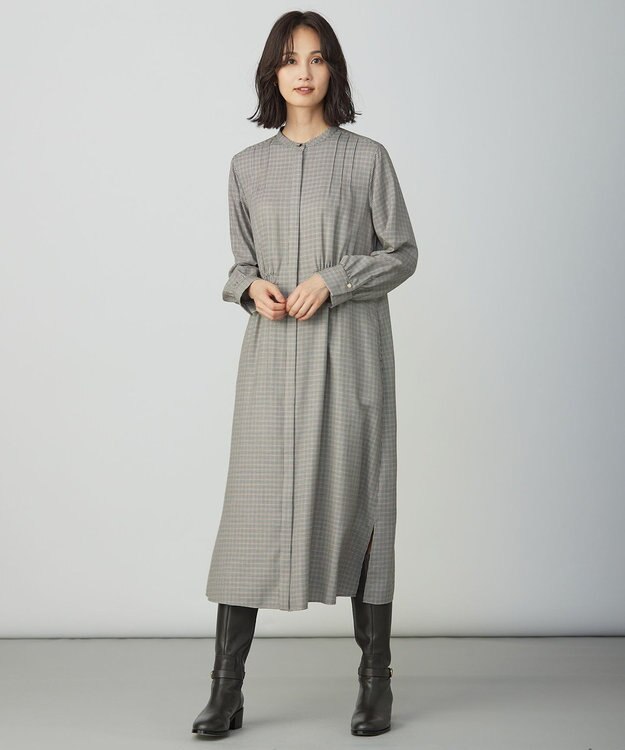 J.PRESS LADIES サイロチェック ストライプ ワンピース ブラウンチェック系