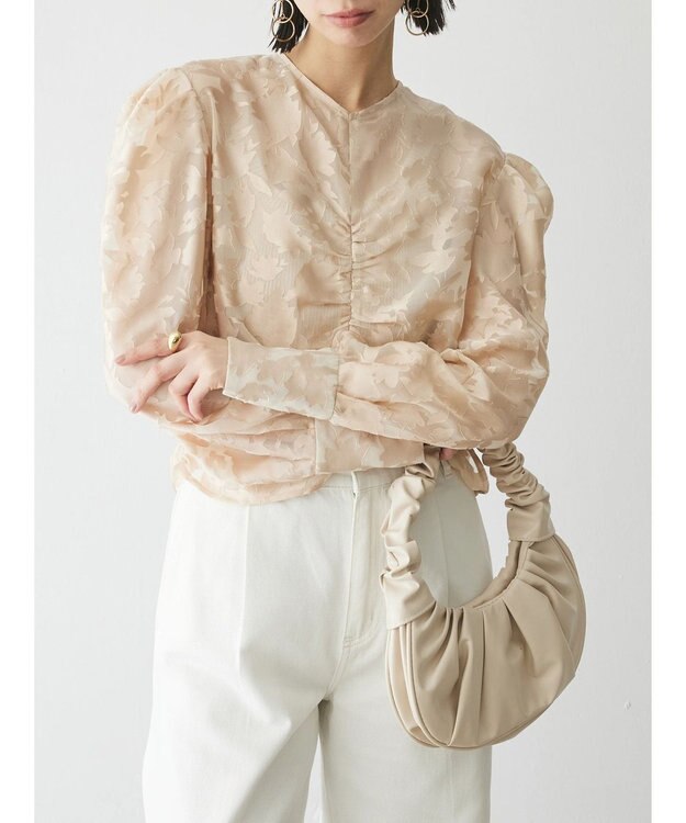 Green Parks AnriettMusee 花柄オパールシャーリングブラウス Beige