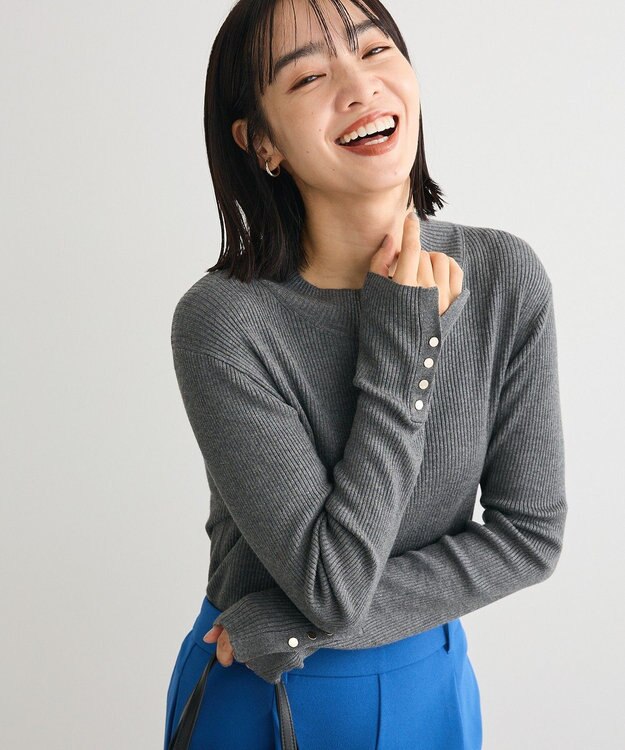 Green Parks 袖口金釦リブニットプルオーバー