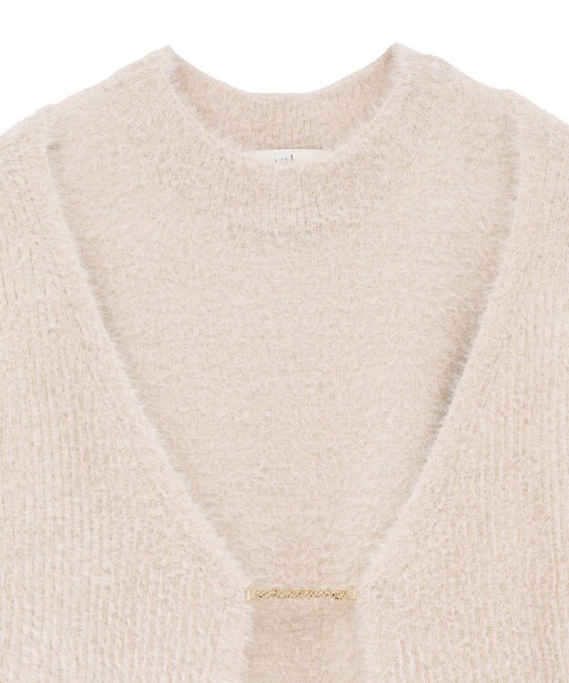 earth music&ecology SET2点チャーム付きシャギーニット＋インナー Pink Beige