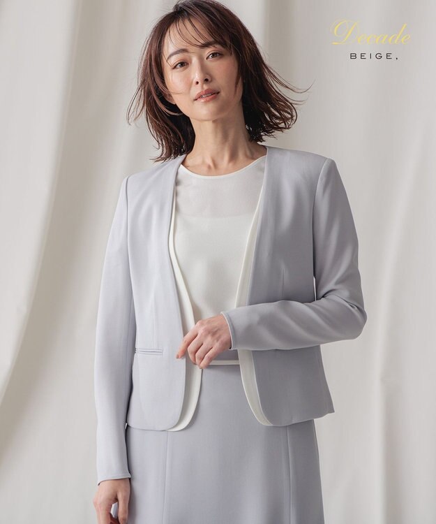 BEIGE， CINDY / ダブルカラージャケット Ice blue × White