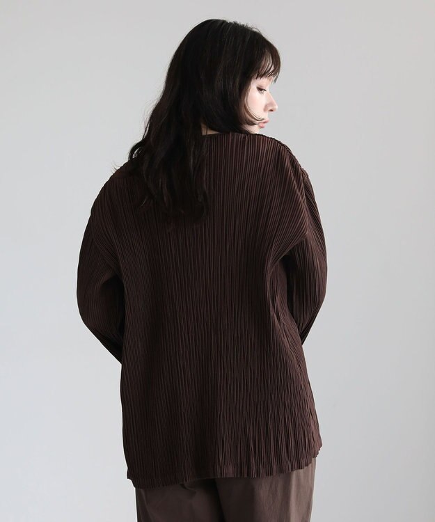 Green Parks ・ＥＬＥＮＣＡＲＥ　ＤＵＥ　プリーツノーカラージャケッ Brown