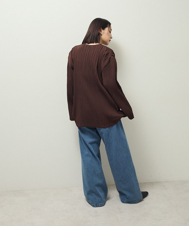 Green Parks ・ＥＬＥＮＣＡＲＥ　ＤＵＥ　プリーツノーカラージャケッ Brown