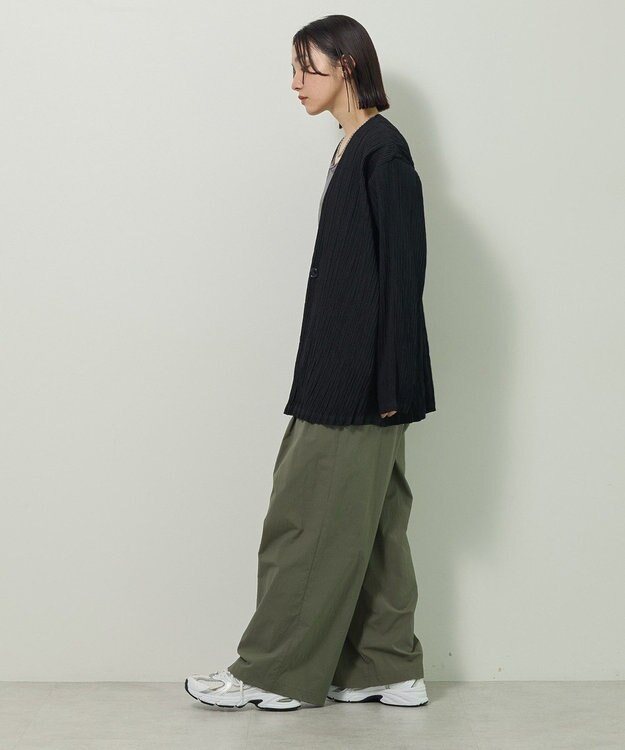 Green Parks ・ＥＬＥＮＣＡＲＥ　ＤＵＥ　プリーツノーカラージャケッ Black