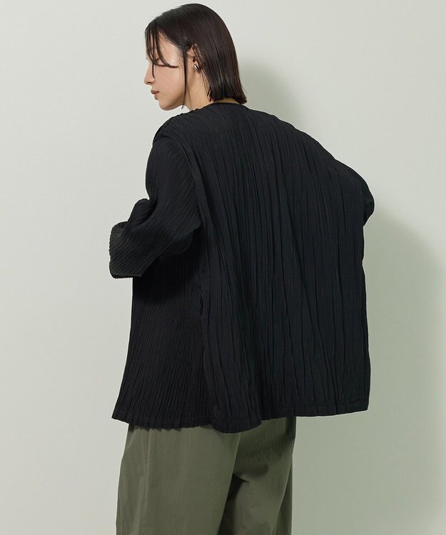 Green Parks ・ＥＬＥＮＣＡＲＥ　ＤＵＥ　プリーツノーカラージャケッ Black