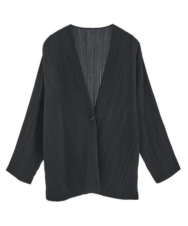 Green Parks ・ＥＬＥＮＣＡＲＥ　ＤＵＥ　プリーツノーカラージャケッ Black