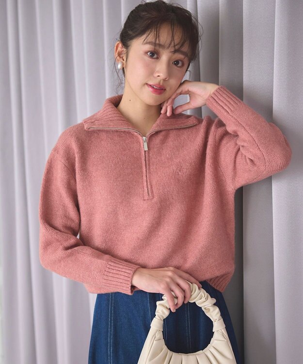 Feroux ハーフジップニット プルオーバー ピンク系