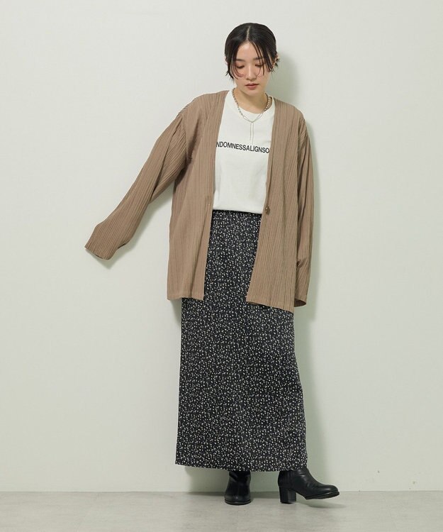 Green Parks ・ＥＬＥＮＣＡＲＥ　ＤＵＥ　プリーツノーカラージャケッ Gray Beige