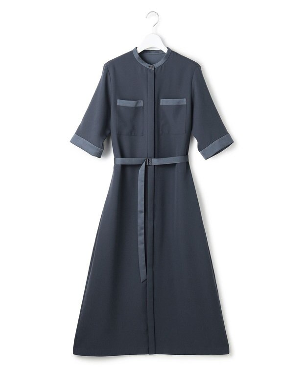 ICB 【先行予約】 FluidBackSatin シャツワンピース ダルブルー