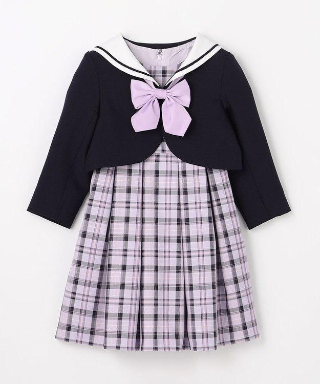 ANY KIDS 【2点セット】セーラージャケット+チェックワンピース ネイビー