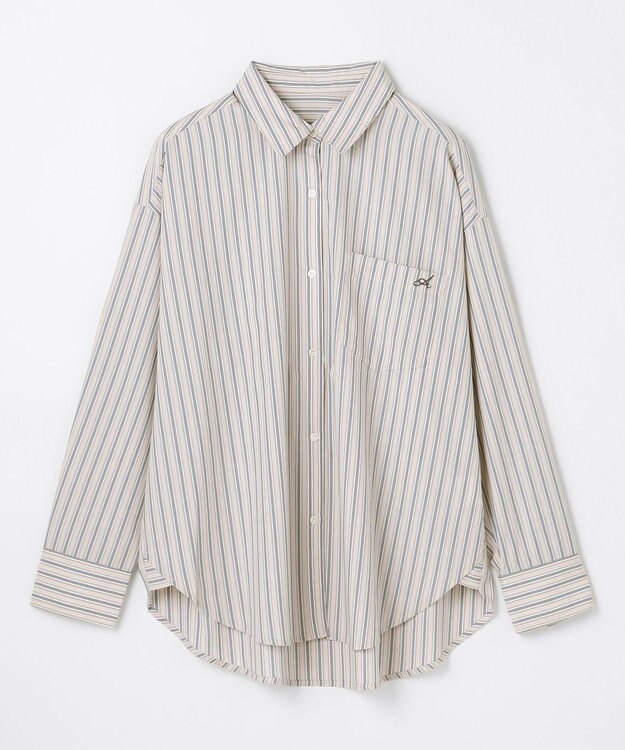 ANY オーバーサイズシャツ ベージュストライプ