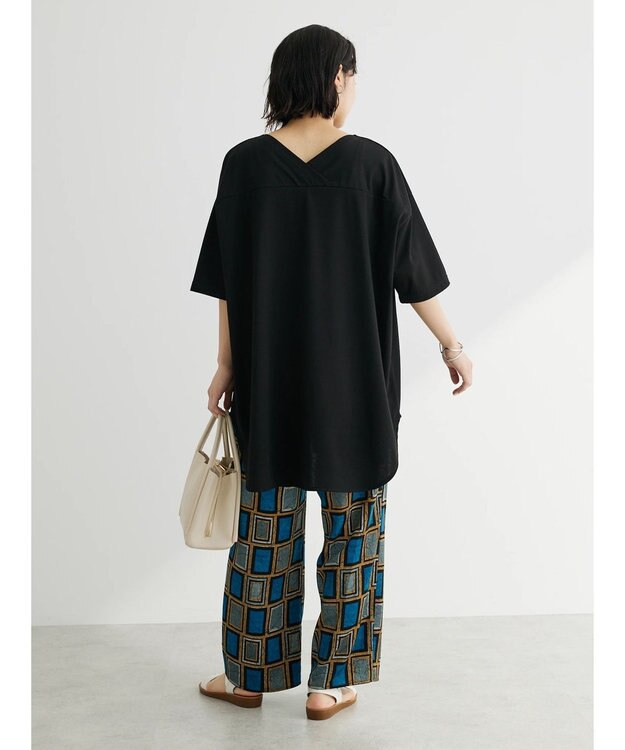 Green Parks 接触冷感バックカシュクールチュニック Black