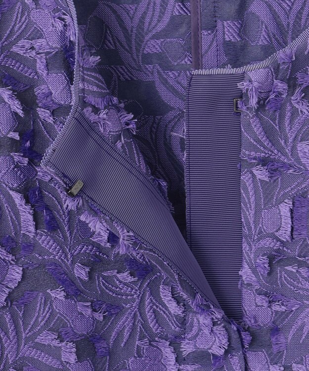 自由区 S YONEZAWAレーシージャガード ノーカラージャケット パープル系