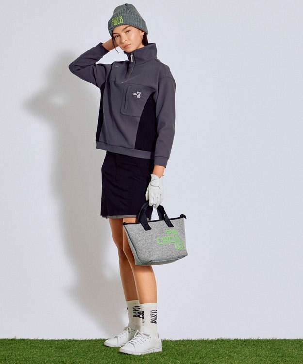 PW CIRCULUS 今が旬トップス！【ドライな肌触り / UV遮蔽率98.9% UVカット / ストレッチ】【WOMEN】ワッフルハーフジップ  ゴルフウェア レディース グレー系