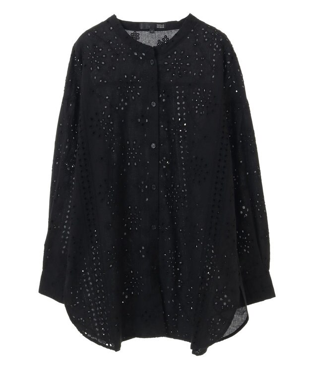 Green Parks ・ＳＵＧＡＲ　ＳＰＯＯＮ　刺繍レースシャツチュニック Black