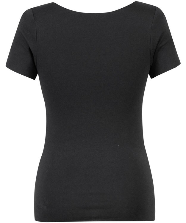 Wing あったかインナー 綿100％(肌側) アウターにひびきにくい ムレにくい 【綿の贅沢 ここちフラット】 3分袖 半袖 秋 冬 EL4372 ウイング／ワコール ブラック