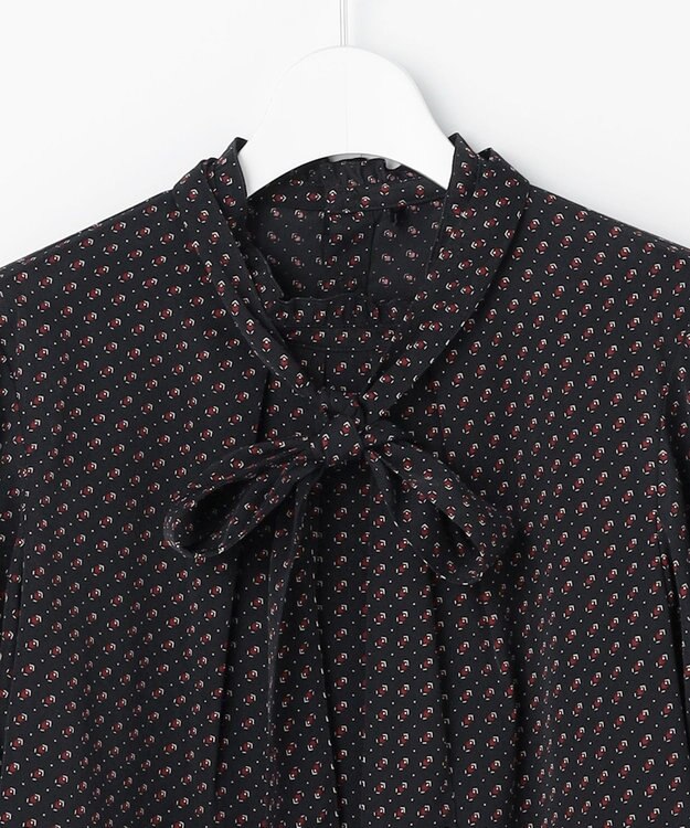 J.PRESS LADIES S スエード幾何プリント ブラウス ネイビー系