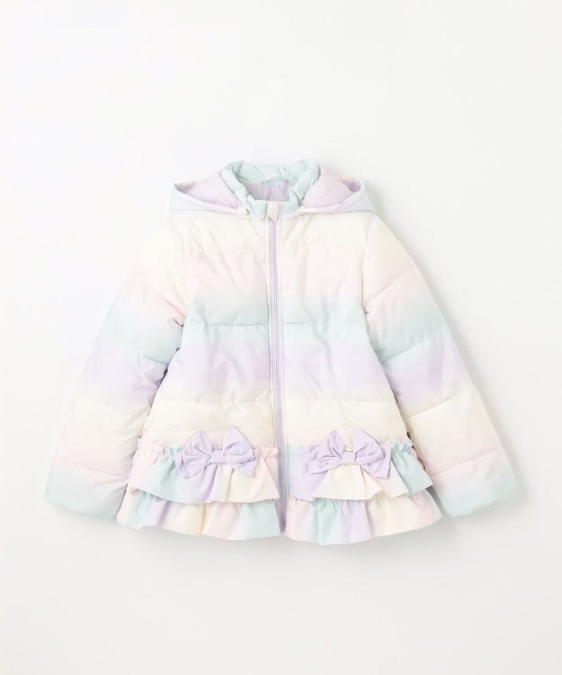 ANY KIDS 【洗濯機OK】中綿リボンコート レインボー