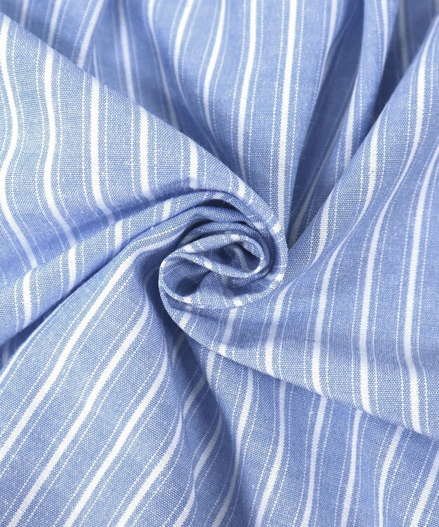 Tiaclasse 【新色追加・洗える】バンドカラーシャツチュニックブラウス サックスストライプ