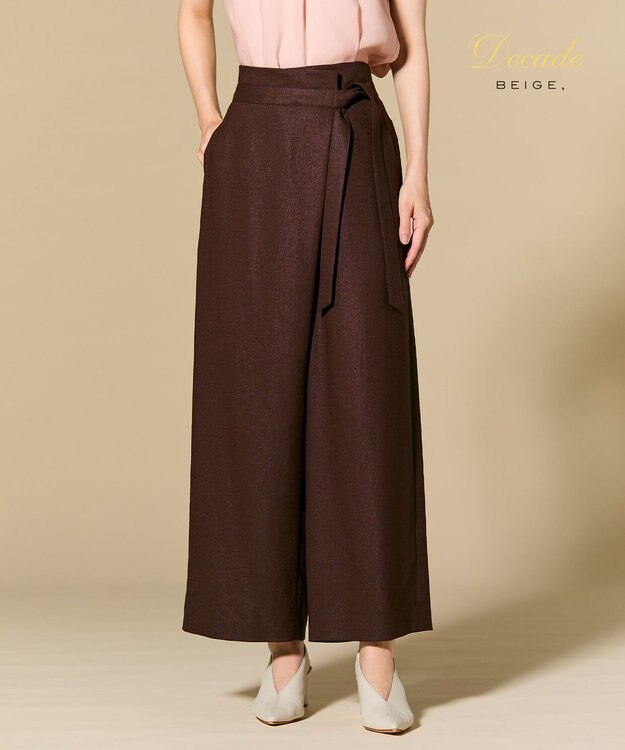 BEIGE， CAROLE / リネンライクラップワイドパンツ Bordeaux