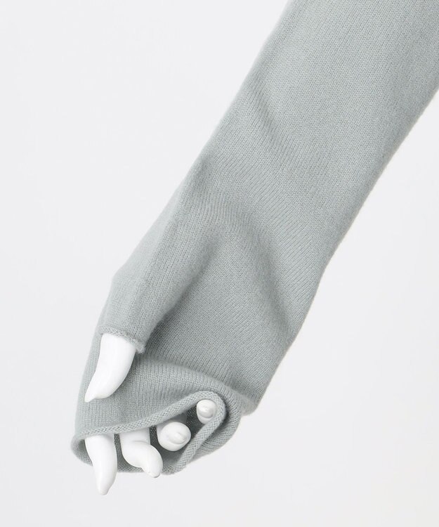 23区 L 【エステータ】エアリースパンウール アームウォーマーデザイン ハイネックニット ミントグリーン系