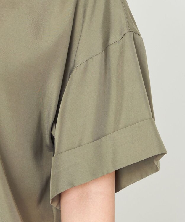 NAVE 【ReNAVE・セットアップ可/洗える/UVケア/接触冷感】フィブリルシャンブレー Tブラウス カーキ系