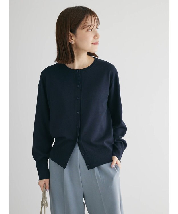 Green Parks 洗える　クルーネックカーディガン Dark Navy