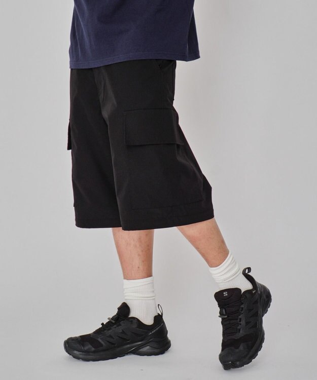 WEGO 【MLサイズ展開】2WAYリップストップカーゴパンツ ブラック