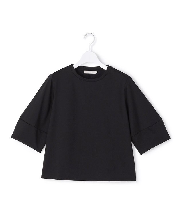 ICB L シャツジーナプレーディング ランタンスリーブカットソー ブラック