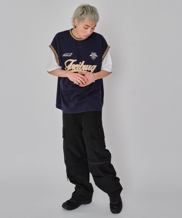 WEGO 【MLサイズ展開】2WAYリップストップカーゴパンツ ブラック