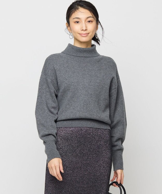 組曲 L 【2WAY・WEB限定】ウールカシミヤミックス ハイネックニット チャコールグレー系