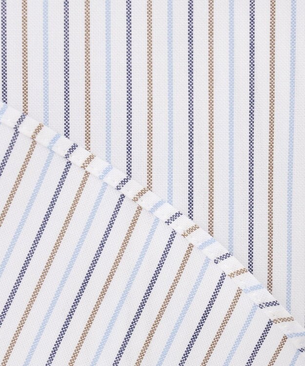 J.PRESS MEN 【PREMIUM PLEATS / 形態安定】ピンオックスカラードストライプシャツ / B.D. ブラウン系1