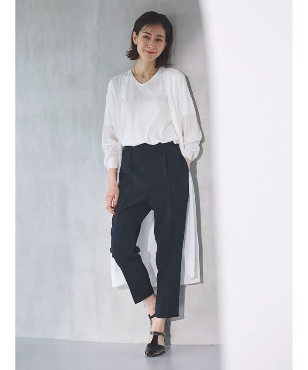 Green Parks 接触冷感　テーパードパンツ Dark Navy