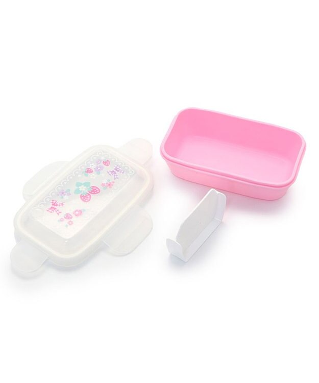 Mother garden マザーガーデン 野いちご 1段お弁当箱 4点ロックドーム型  《花リボン柄》 -