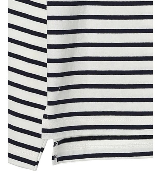 earth music&ecology レースボーダーカットソープルオーバー Navy