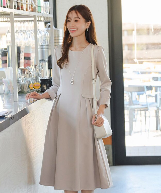 Tiaclasse 【洗える】サイドフラップワンピース グレージュ