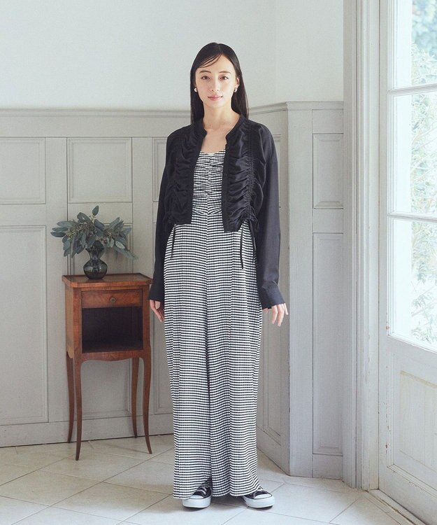 earth music&ecology フロントドロストショートシャツ Black