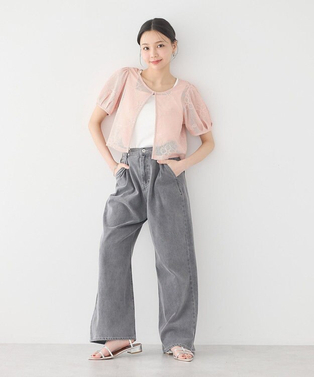 earth music&ecology タックホックデニムパンツ Light Gray