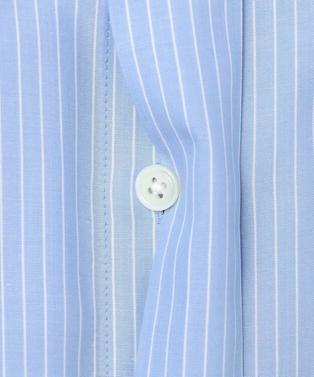 自由区 【着回し力抜群・レイヤードにも】ドレープブロード シャツブラウス サックス×白ライン