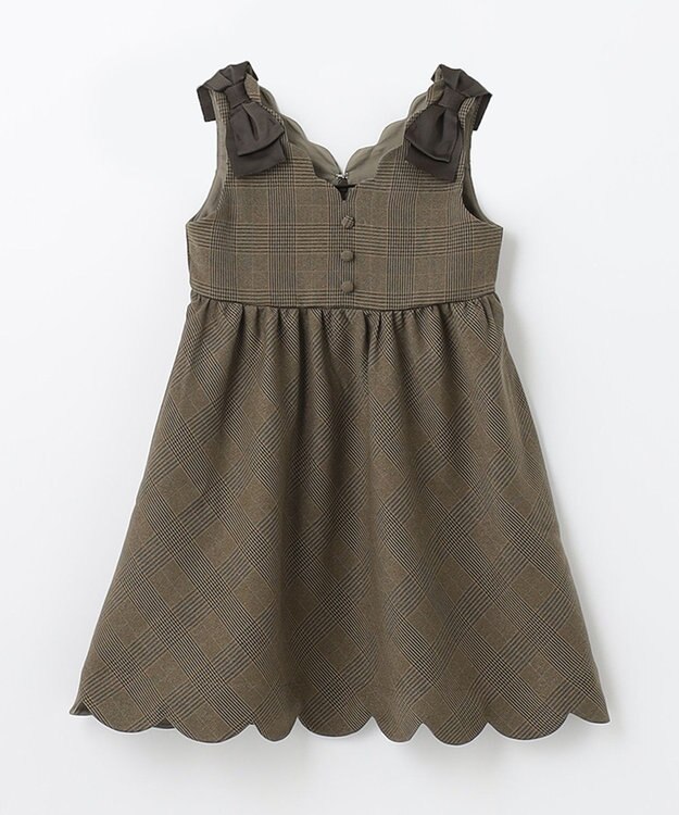 ANY KIDS チェックジャンパースカート ベージュチェック