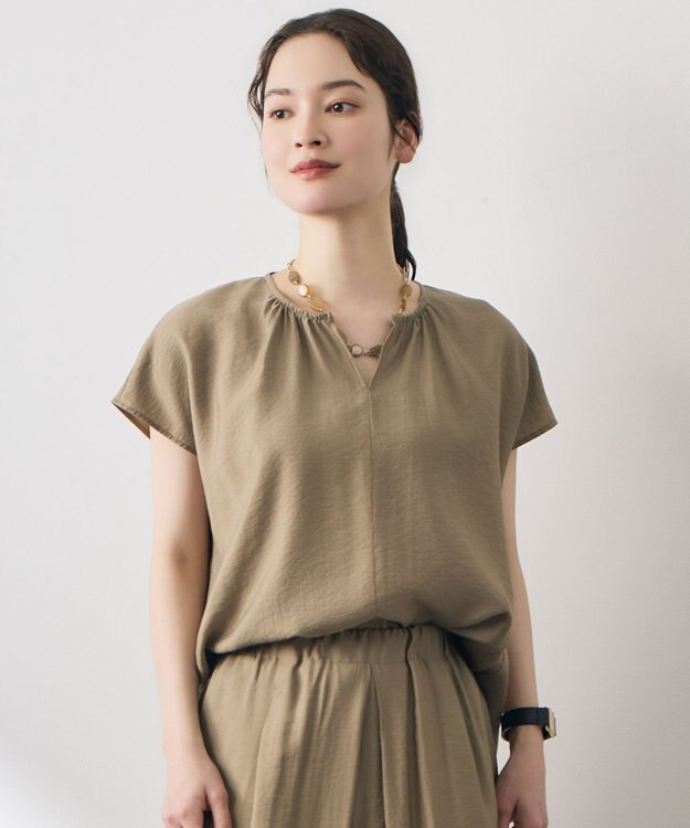 自由区 S 【セットアップ対応】エアリーツイルプルオーバー ブラウス ライトベージュ