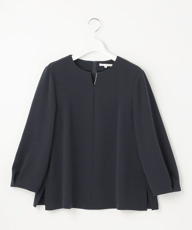 自由区 L 【セットアップ対応・洗える】トリアセダブルクロス ブラウス ネイビー系