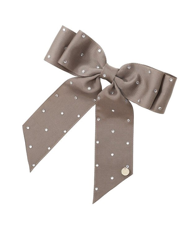 Maison de FLEUR ビジューグログランリボンバレッタ Brown