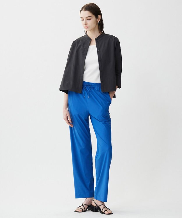 ICB 【接触冷感・UVカット・洗える】ヴィンテージスパンブロード バンドカラーシャツ チャコールグレー系